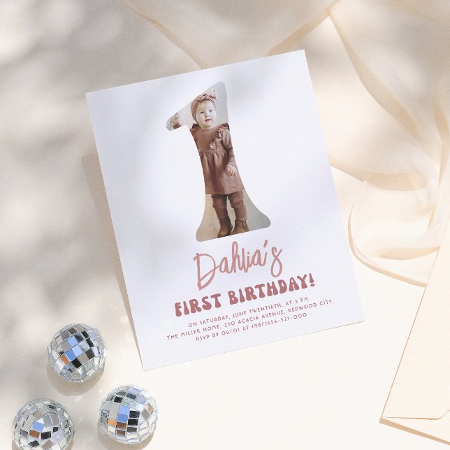 バジェットGroovy Oneレトロピンク写真1st誕生日 (クリエイターアップロード済み)