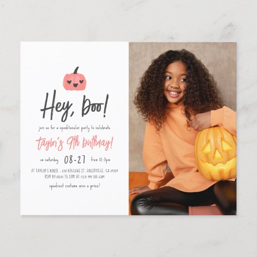 バジェットHey Boo Halloween Boho Girl誕生日写真 (正面)