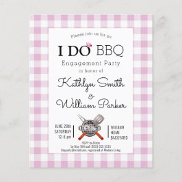 バジェットIド婚約ピンクプレイドBBQ招待状