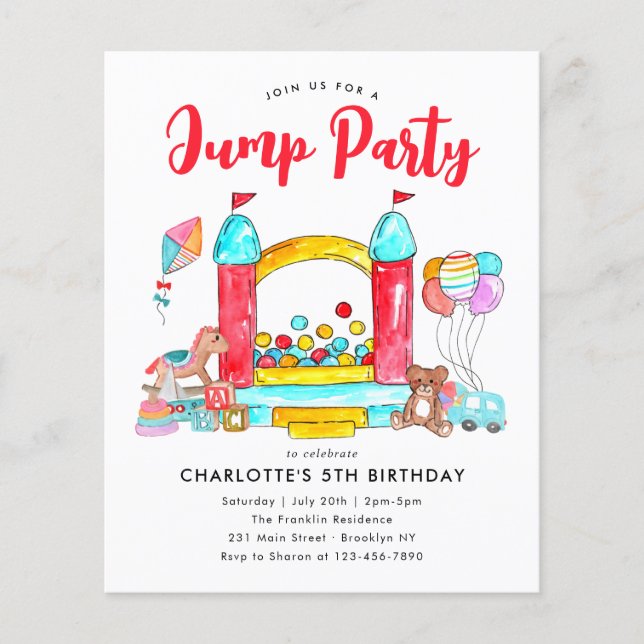 バジェットJUMPパーティーバウンスハウストランポリン誕生日 (正面)