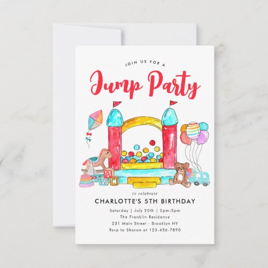 バジェットJUMPパーティーバウンスハウストランポリン誕生日 ノートカード (正面)