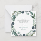 バジェットMINIモダン写真新婚クリスマス ノートカード (裏面)