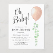 バジェットOhベビーバルーンベビーシャワー招待状 (正面)