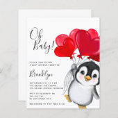 バジェットOhベビーペンギンベビーシャワー招待状 (正面/裏面)