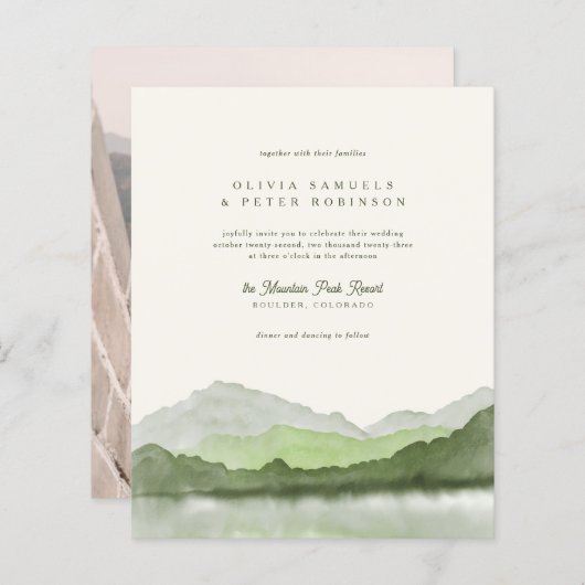 バジェットSage Boho Waterカラーマウンテンフォト結婚ズ (正面/裏面)