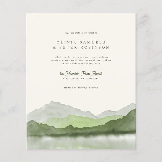 バジェットSage Boho Waterカラーマウンテンフォト結婚ズ (正面)