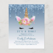 バジェットUnicorn赤ちゃんシャワー青い女の子かわいい (正面)