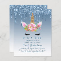 バジェットUnicorn赤ちゃんシャワー青い女の子かわいい