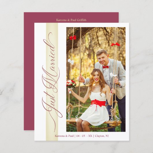 バジェッ結婚トのたった今結婚しましたハンドレター (正面/裏面)