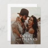 バジシンプルュモダンーフォト結婚のサンキューカード (正面/裏面)