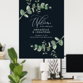 バジシンプルュ結婚ーのエレガント黒eucalyptus pos ポスター (ホームオフィス)