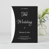 バジフォーマルュシンプルーシック白黒結婚ズ 招待状 (スタンド正面)