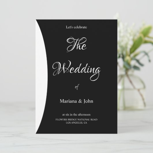 バジフォーマルュシンプルーシック白黒結婚ズ 招待状 (スタンド正面)