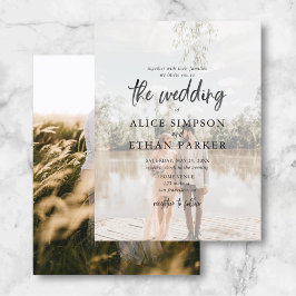 バジモダンュカジュアルーブラシ写真結婚の受信 インビテーションポストカード