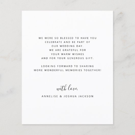 バジモダンュシンプルーの写真結婚は感謝していあなた (裏面)