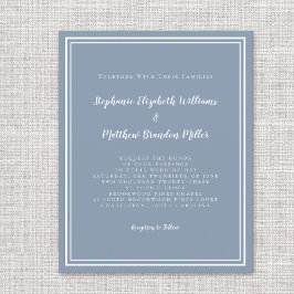 バジモダンュシンプルー結婚招待状ダスティブルー