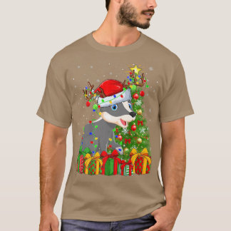 バジャー ライティング クリスマス ツリー サンタ ハット バジャー クリスマス Tシャツ
