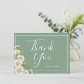 バジルかわいらしグリーン&ホワイトデイジーサンキューフラット サンキューカード (スタンド正面)