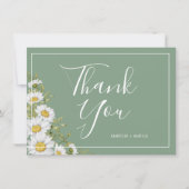 バジルかわいらしグリーン&ホワイトデイジーサンキューフラット サンキューカード (正面)