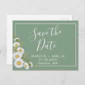 バジルかわいらしグリーン&ホワイトデイジー 案内ポストカード (正面/裏面)