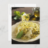 バジルとパルメザンのスパゲッティプレート ポストカード (正面/裏面)