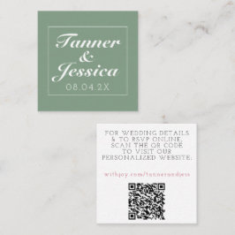 バジルとホワイトミニマル結婚リストの詳細カード スクエア名刺