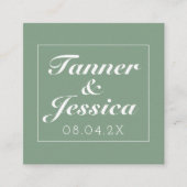 バジルとホワイトミニマル結婚リストの詳細カード スクエア名刺 (正面)