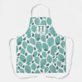 バジルのハーブ葉のパターンの植物性モノグラム エプロン (正面)