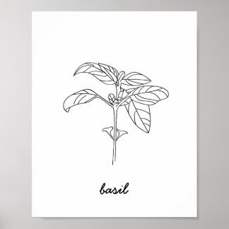 バジルイラストレーションプリント ポスター