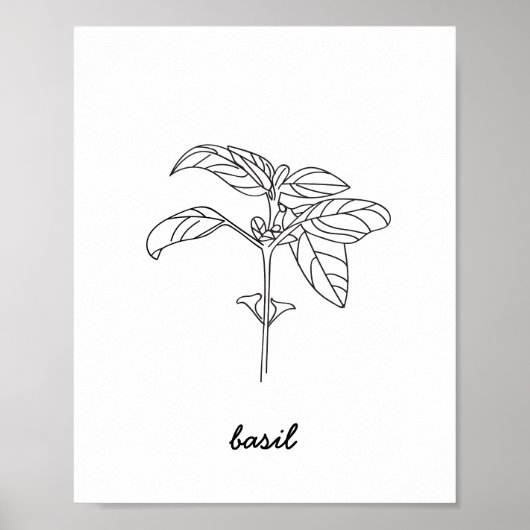 バジルイラストレーションプリント ポスター (正面)
