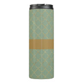 バジルグリーン金ゴールドクローバー パーソナライズされた タンブラー (裏面)