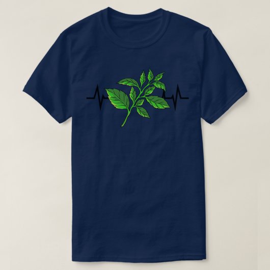 バジル植物心拍 Tシャツ (デザイン正面)