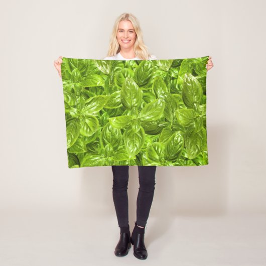 バジル葉のパターン フリースブランケット (インサイチュ)