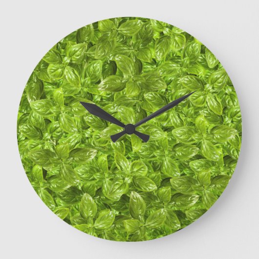 バジル葉のパターン ラージ壁時計 (正面)