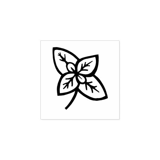 バジル葉ハーブ園芸野菜リノカット ラバースタンプ (インプリント)