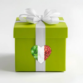 バジル ホワイト マーブルとトマト イタリア国旗 ハートシール