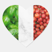 バジル ホワイト マーブルとトマト イタリア国旗 ハートシール (正面)