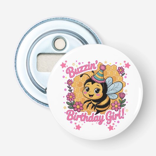 バジン誕生日ガールビーテーマかわいいビー恋人 栓抜き (正面)