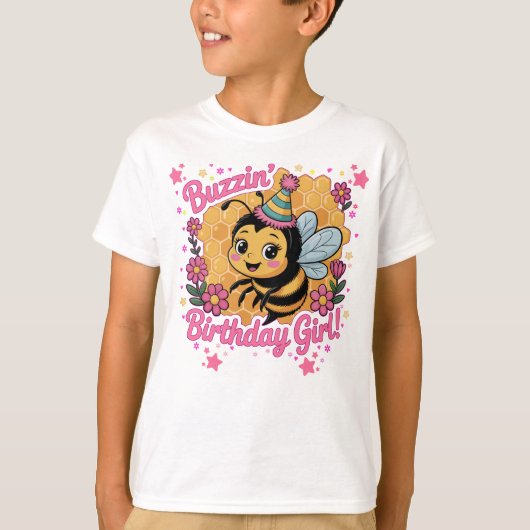 バジン誕生日ガールビーテーマかわいいビー恋人 Tシャツ (正面)