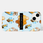 バジーとハチミツの巣模様パーソナライズされた Case-Mate iPhoneケース (裏面 (横))