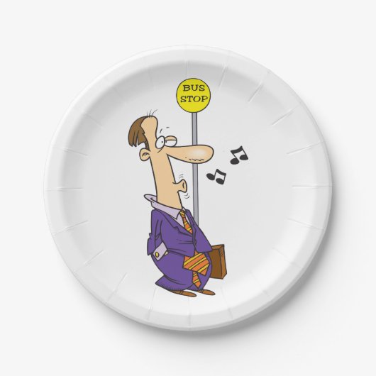 バスおもしろいでのアニメのビジネスストップマン ペーパープレート (正面)