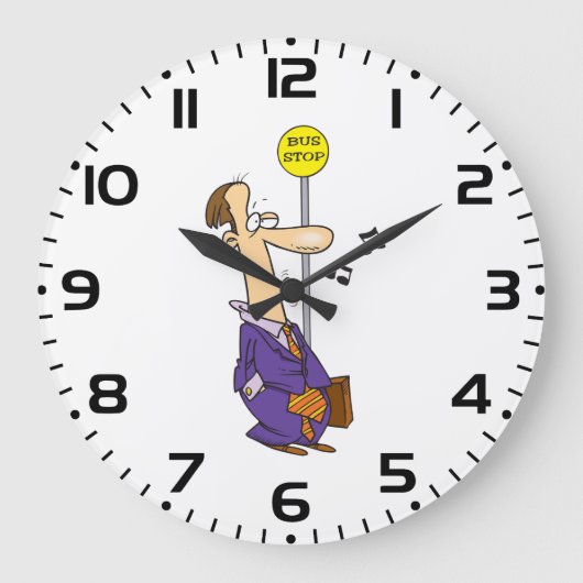 バスおもしろいでのアニメのビジネスストップマン ラージ壁時計 (正面)