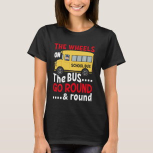 バスおもしろいの車輪の幼児の子供たち男の子 Tシャツ