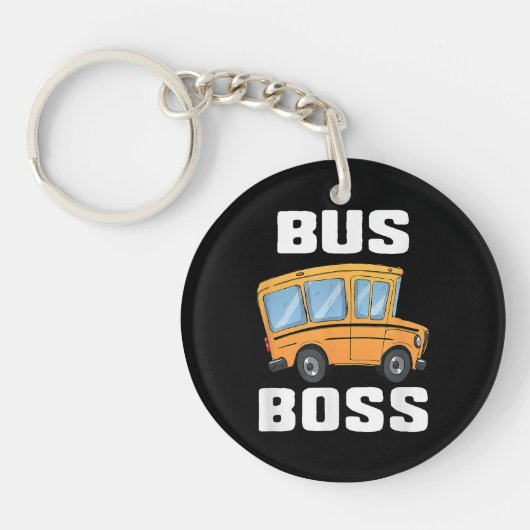 バスおもしろいボススクールバスドライバー キーホルダー (正面)