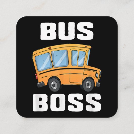 バスおもしろいボススクールバスドライバー スクエア名刺 (裏面)