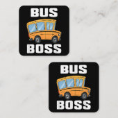 バスおもしろいボススクールバスドライバー スクエア名刺 (正面/裏面)