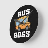 バスおもしろいボススクールバスドライバー ラウンド壁時計 (傾斜)