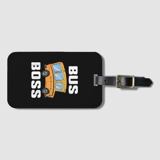 バスおもしろいボススクールバスドライバー ラゲッジタグ (正面横)