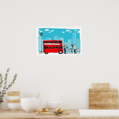 バスで待っている通勤ストップ者 ポスター (キッチン)