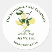 バスと体製品ラベル – レモン – 白い円 ラウンドシール (正面)